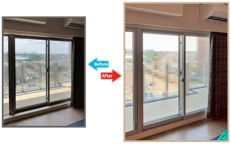 線路沿いのため、防音対策でマンションに内窓設置｜埼玉県上尾市