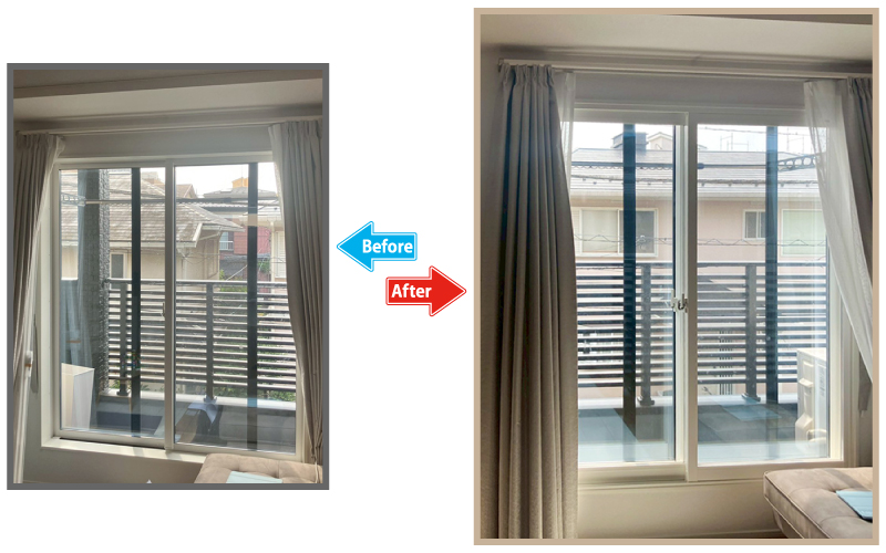 before-after|さいたま市【お客様の声】検索1位&Google口コミで選定!内窓6カ所で防音・省エネ対策